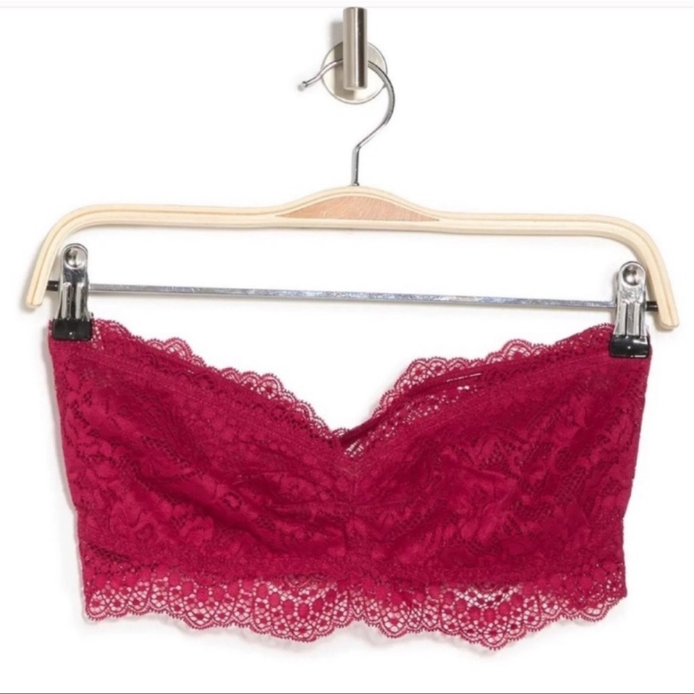Free People Lacey Looks Bandeau Burgundy Sz M - Picture 3 of 5